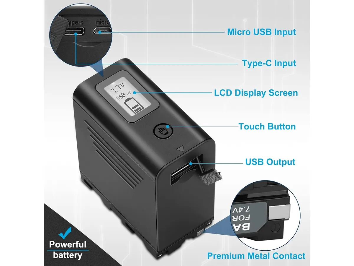 KUNLUN NP-F970 análisis: Energía confiable con pantalla LCD